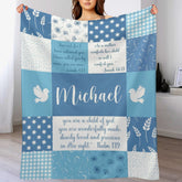 Personalized Baptism Blanket Girl Boy - Soft Custom Baby Baptism Gift Quilt with Name and Bible Verses